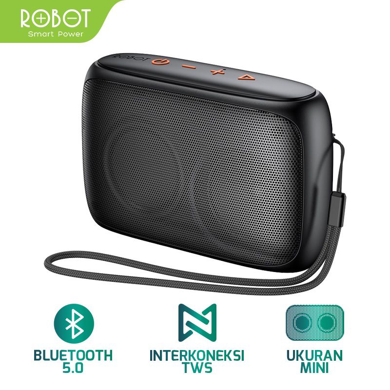 Speaker Bluetooth Robot RB110 Dots Bluetooth 5.0 Speaker Black Speaker Bluetooth Kecil Kotak Musik M