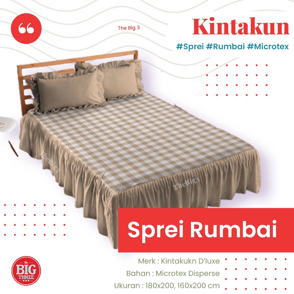 KINTAKUN Sprei 160x200 RUMBAI motif Rafly Arfana Lamina Shakila Amina Axel Blooma Ensley Robin Thania Marma Bena Damara Amerta Tarani  Kirana Gian Litani Madana Wiyata Gemi Gista Candramawa Rena Wira Citra Nurmala  - 160 QUEEN renda SP P3