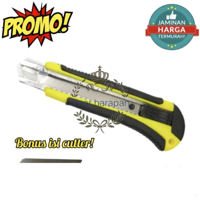 Pisau Cutter Besar/ Pisau Cutter Kater Karter Cuter Pemotong Kertas Grip Karet Besar