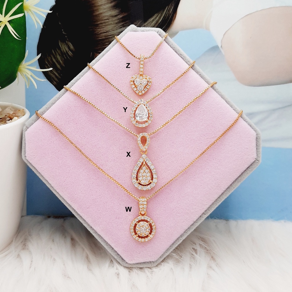 Kalung Xuping Mata Putih Pink Lapis Emas Asli - BN218