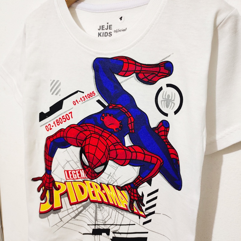 BAJU KAOS ANAK SUPERHERO SPIDEY PUTIH