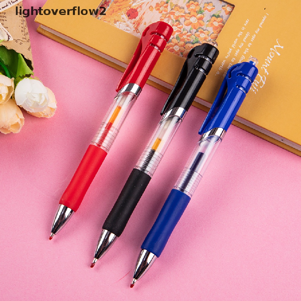 (lightoverflow2) 1 Pulpen + 10 Refill / 50Pcs Refill Tinta Gel Tekan Manual Untuk Sekolah / Kantor