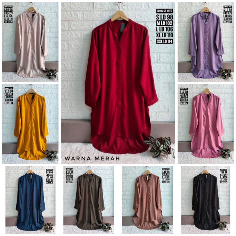 long tunik styves kerah V /kemeja panjang Styves model terbaru