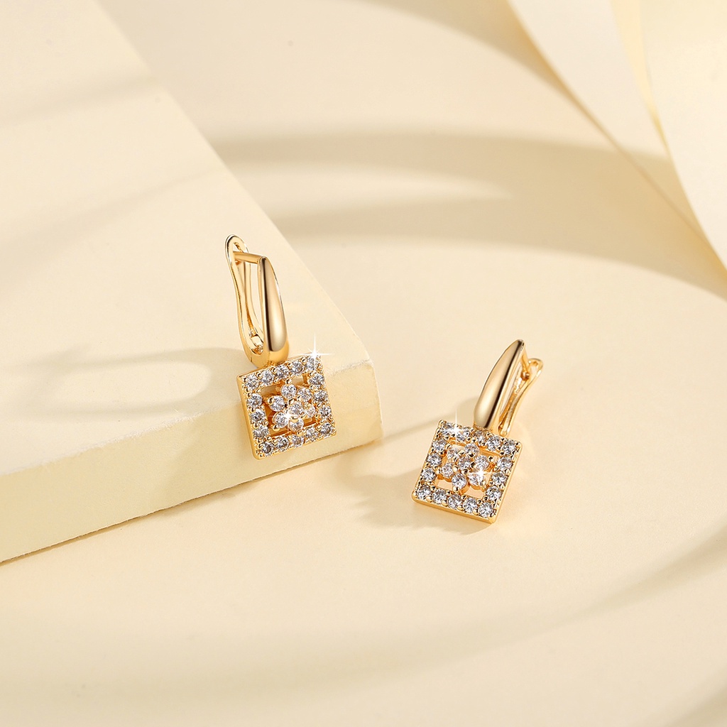 Y810 [COD✔]Anting Kristal Zircon Bentuk Untuk Wanita Korea Aksesoris Fashion