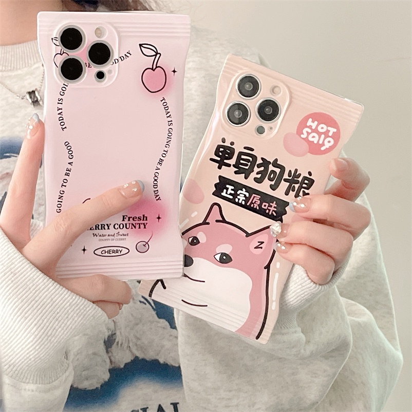 Casing Compatible for iPhone 14 13 12 11 Pro Max iPhone 8 7 6 6s Plus X Xs Max XR  SE 2020 Creative candy bag design Protective Shell Candy Solid Color Lens Protection Phone Case Anti-fall Protective Back Cover