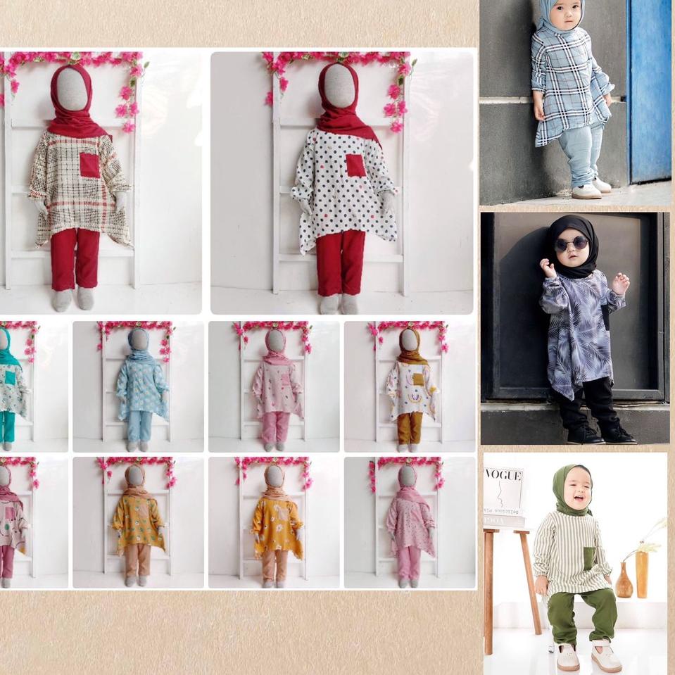 {TOM.18Oc22ғ} Set 3in1 Pashmina Anak Cewek | Setelan Hijab Anak Azzahra