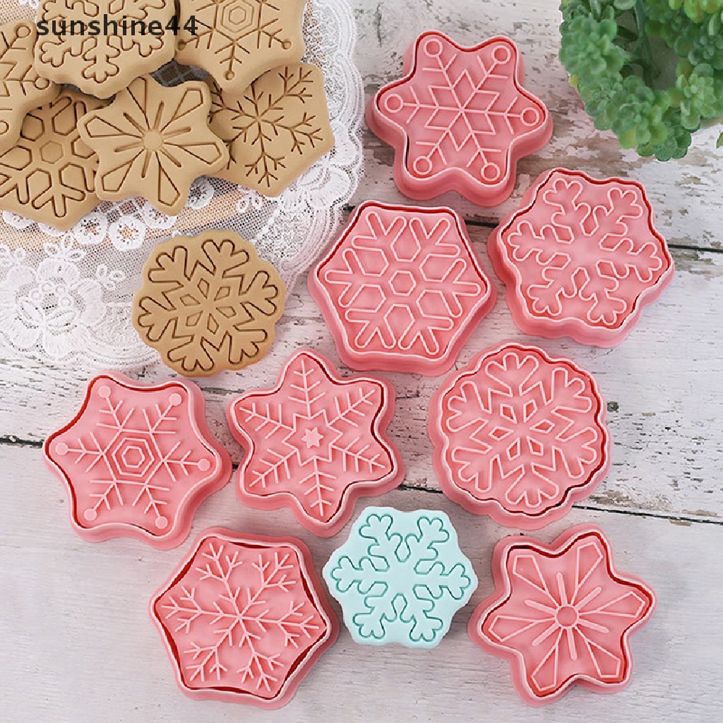 Sunshine 8Pcs / Set Cetakan Pemotong Adonan Kue Desain Snowflake Untuk Baking