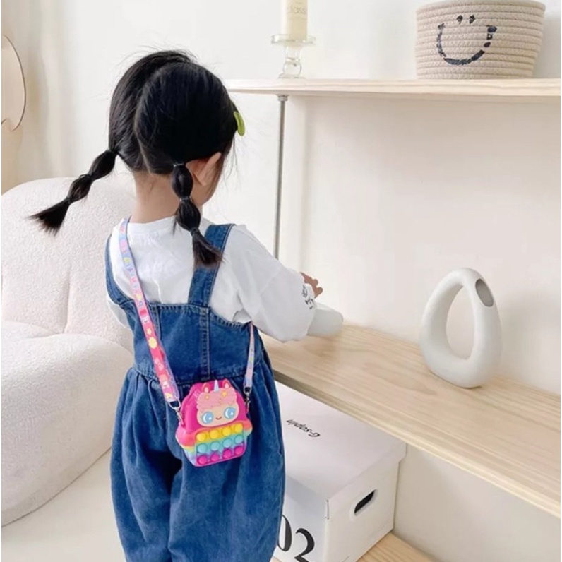 Tas Selempang Anak Perempuan Jelly Pop It Import