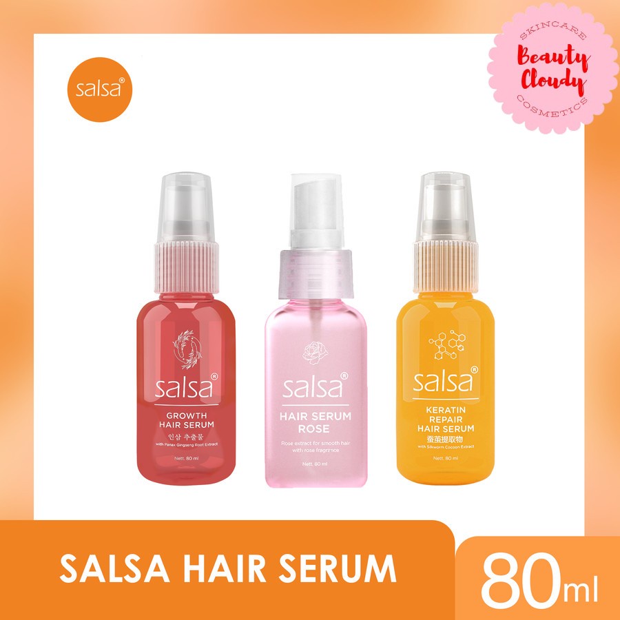 ❤️ Cloudy ❤️ SALSA Hair Serum - Spray Perawatan Rambut Keratin , Rose &amp; Growth Treatment - 80ml