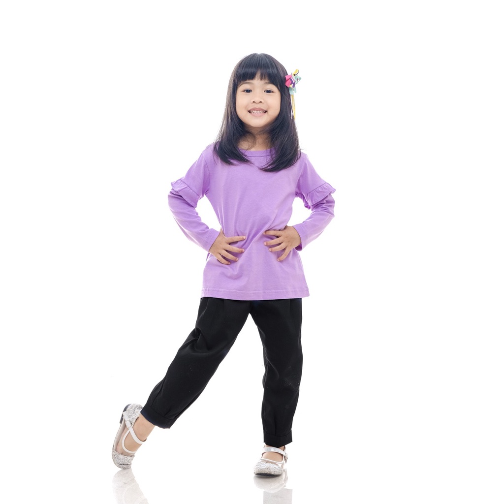 BAJU ANAK PEREMPUAN / KAOS ANAK PEREMPUAN / PAKAIAN ANAK CEWEK POLOS RAMPEL TANGAN LILAC BRAND SUPERKSIDCLOTH 1 - 11 TAHUN