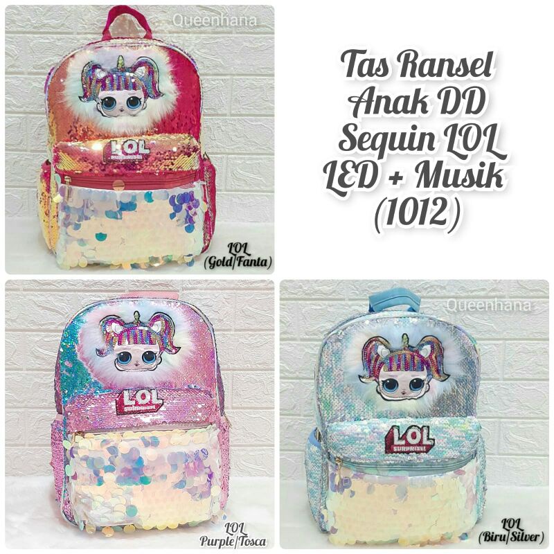 Tas Ransel Sequin Led &amp; Musik  Tas Sequin Tas anak SD Tas Anak Sekolah Sequin