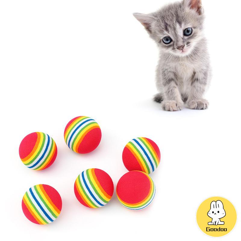 Pet Cat Puppy Toy Ball Rainbow Mengunyah Bola Interaktif Tumbuh Gigi Mainan Menyenangkan - SD -Doo