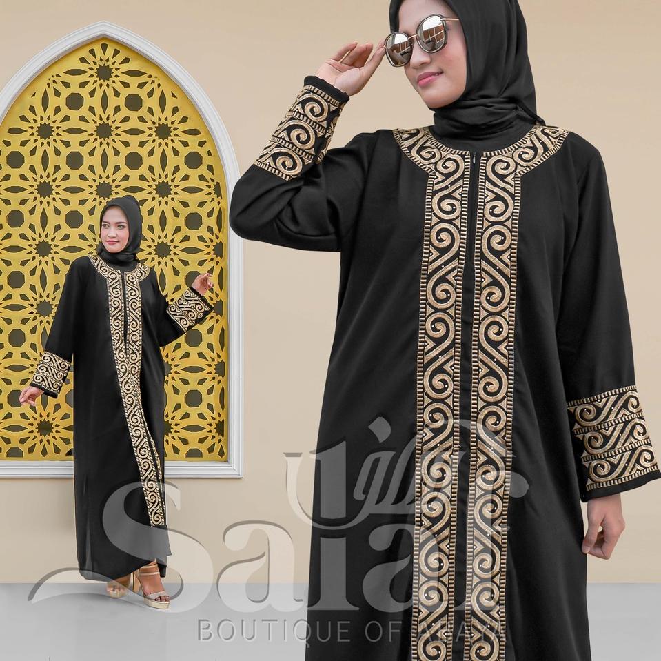BS.18Oc22ᵂ ▪ Baju Abaya Gamis Hitam Turkey Abaya Bordir Bahan JetBlack Lembut Kwalitas Boutique Arab