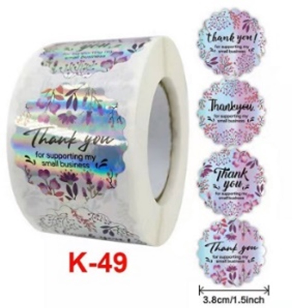 Sticker Label Stiker Kado Ucapan Thank You Terima Kasih Per Roll 2.5Cm