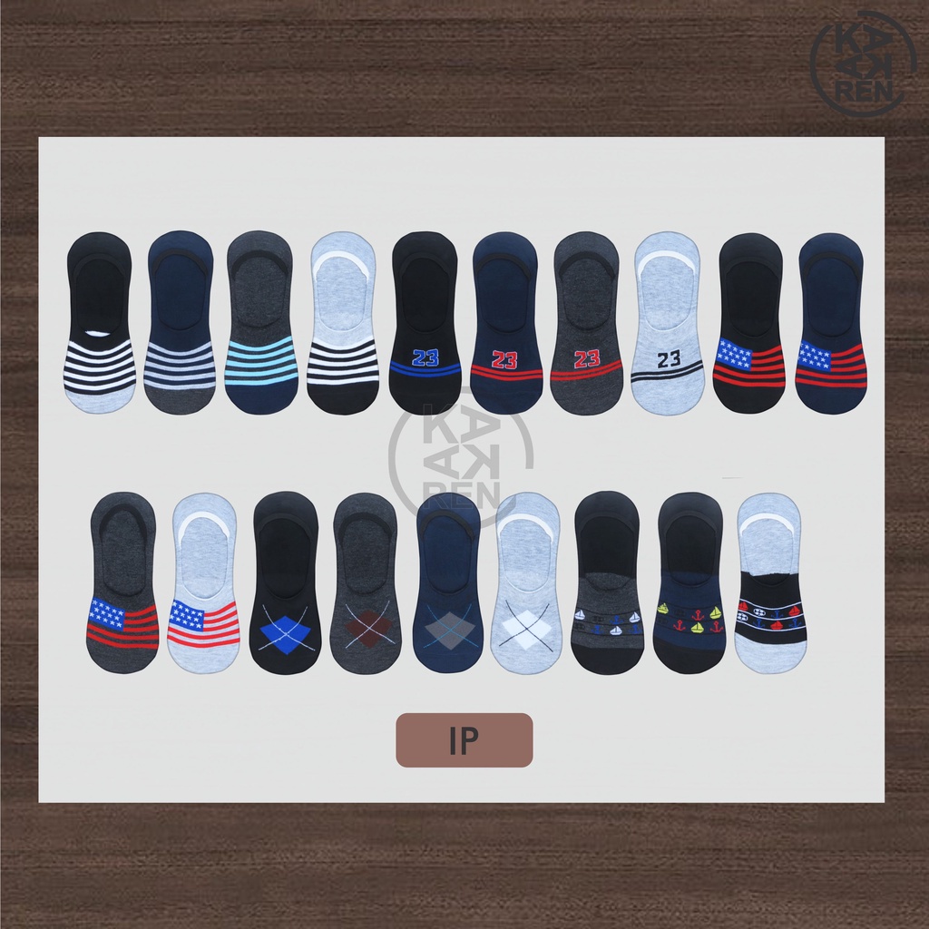 Kakaren Paket Kaos Kaki Pendek Hidden Socks / Invisible Socks Mix 12pc