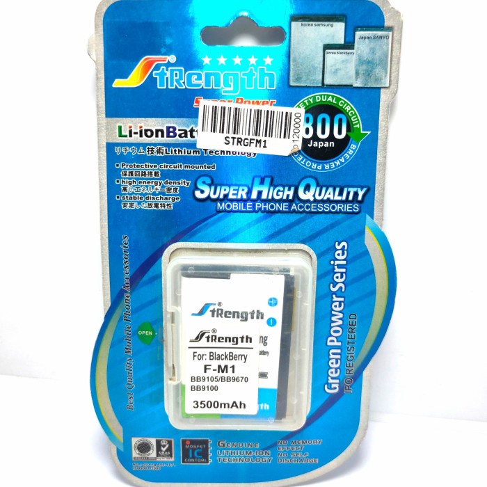 Baterai Strength FM 1 Blackberry FM 1Battery Batre Double Power