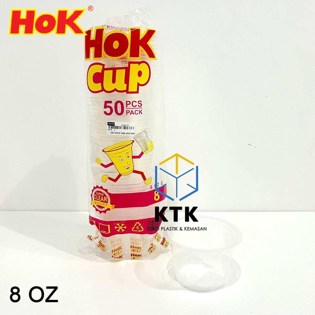 Gelas Plastik HOK Cup 8 Oz Bening [50's] Gelas Minuman Transparan