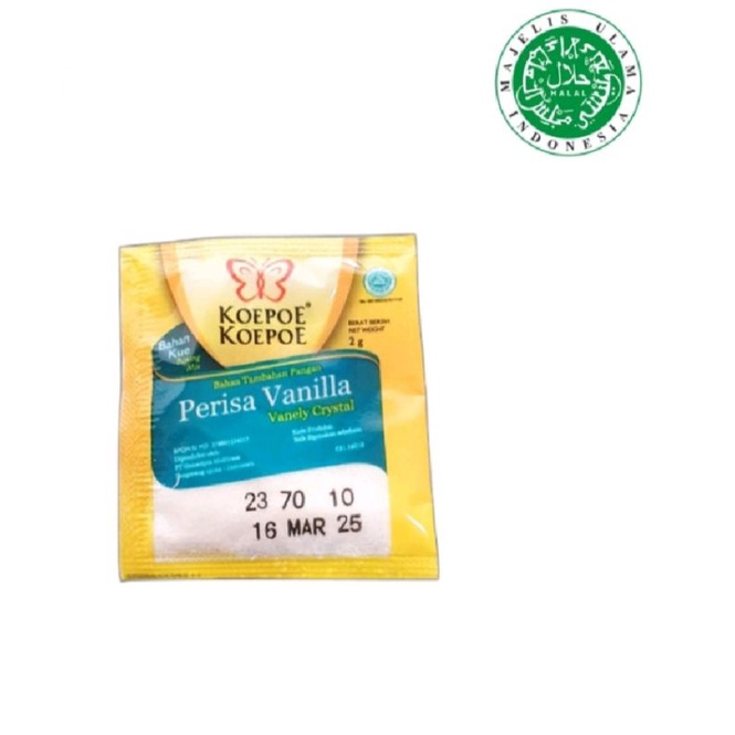 

(per 10 sachet) PERISA VANILLA KOEPOE KOEPOE Sachet 2gr / vanili bubuk cendrawasih sachet 3gr / vanila bubuk