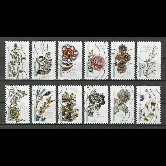 

0767 Perangko Prancis 2017 Flowers Arts 12v Used