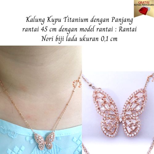 PROMO GRATIS KOTAK PERHIASAN - Kalung Titanium Anti Karat  Kalung Mona Kupu Rantai Biji Lada New - Lovelybutik