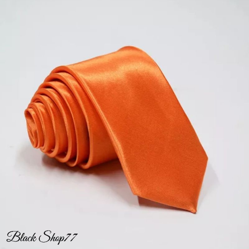 Dasi Pria Dasi Panjang Dasi Satin Polos Orange 3 Inchi 8 Cm