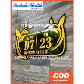 NOMER RUMAH AKRILIK CUSTOM | PAPAN RUMAH MINIMALIS | PAPAN NOMER RUMAH AKRILIK CUSTOM GOLD | DEKORASI RUMAH WATER PROOF
