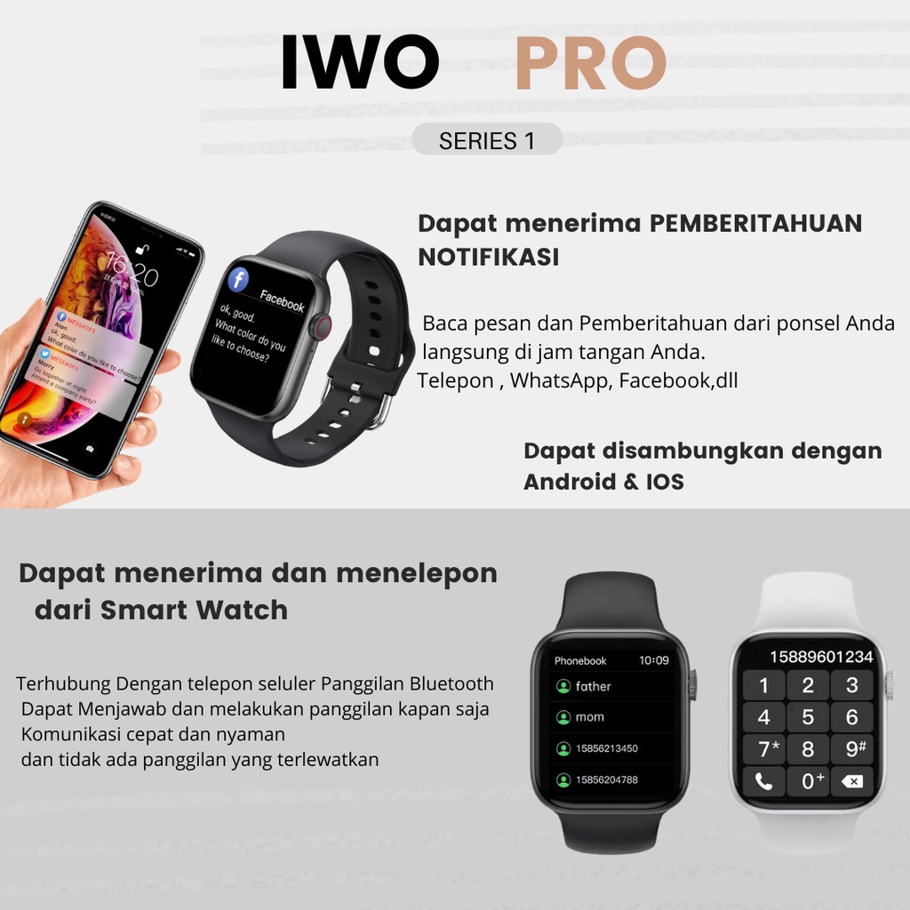 BERGARANSI✅ SMART WATCH IWO PAKET SPECIAL FOR IOS DAN  ANDROID SHASHA_GWB