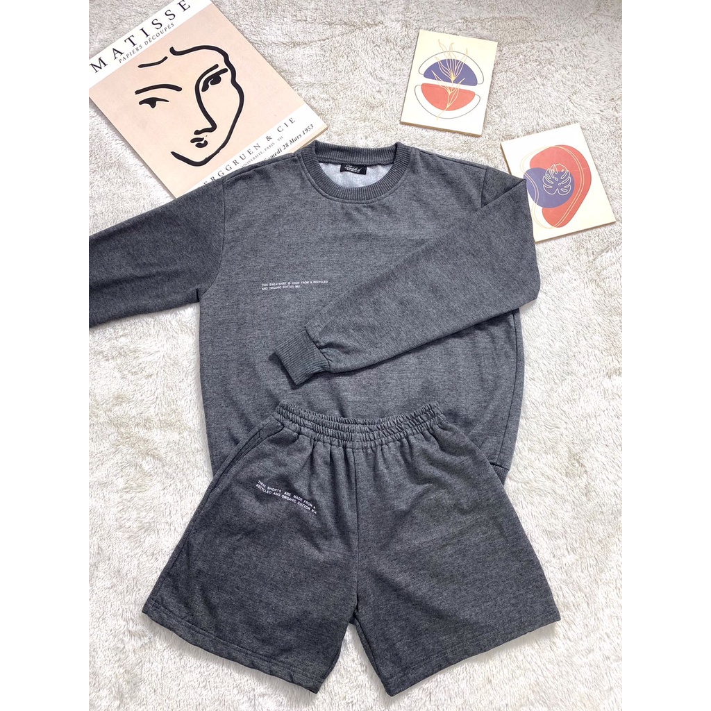 Morra Oneset Wanita Sweater Short Pants Setelan Wanita Oversize Korean Style Fleece Premium Unisex