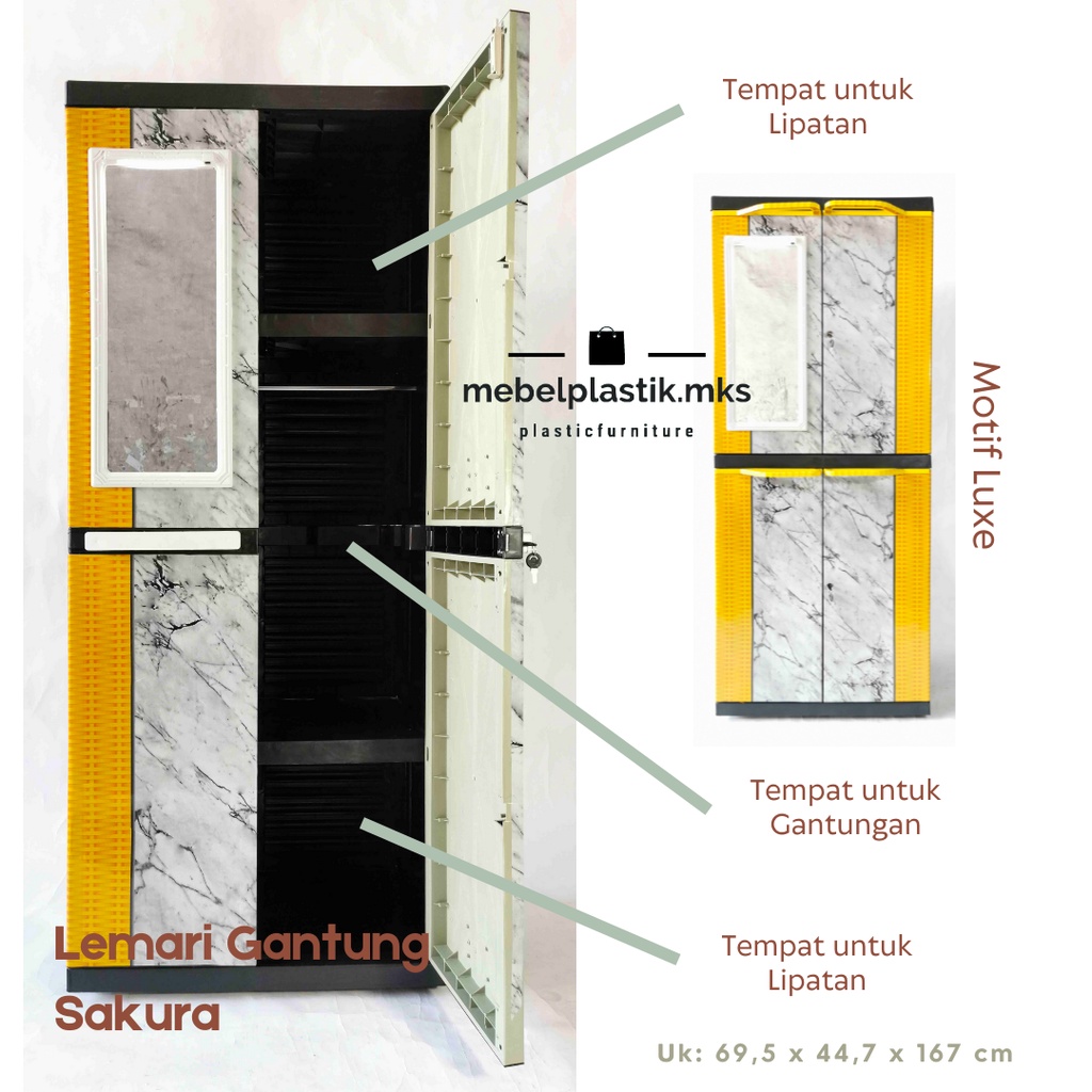 Lemari Plastik/ Lemari Gantung Susun/ Lemari Pakaian/ Lemari Baju/ Lemari Kaca/ Lemari Apollystar Sa