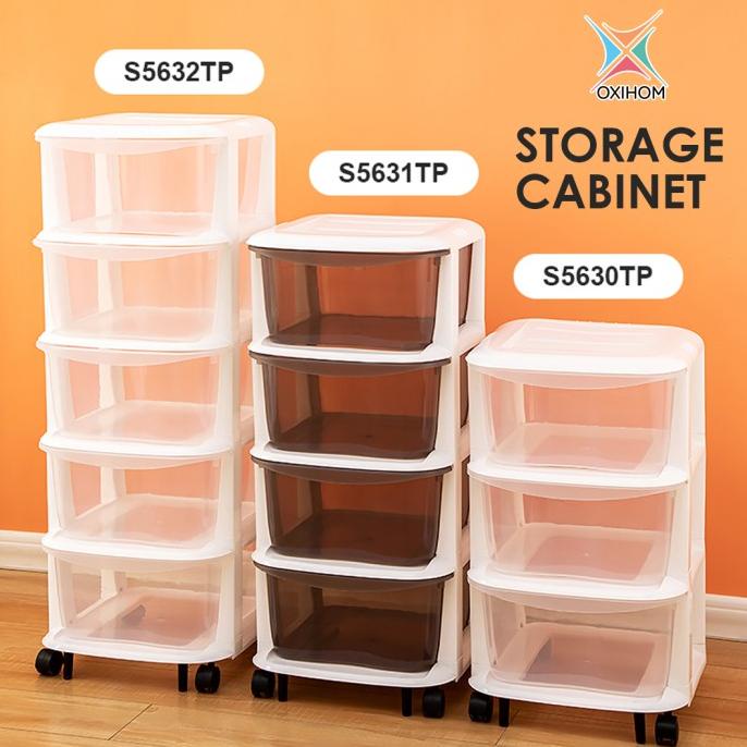 Oxihom Lemari Plastik Susun Laci Plastik Lemari Pakaian Storage Box