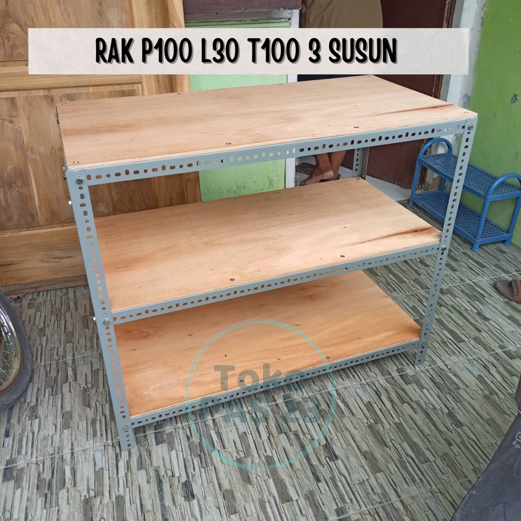 TOKO PAS 23 | RAK BESI SIKU LUBANG UKURAN P100 L30 T100 (cm) 3 SUSUN
