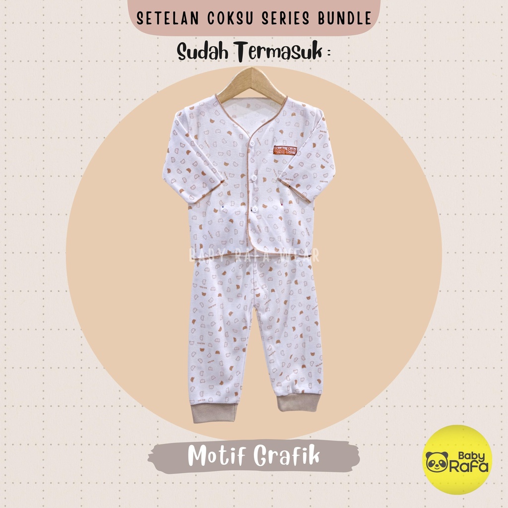 Serian Coklat Susu - 3 Stel Setelan Baju Bayi Tangan Panjang Celana Panjang Bayi Baru Lahir COKLAT SUSU SERIES merk SNI Bolo - Bolo