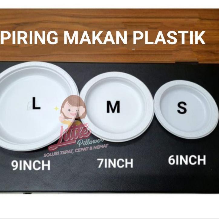 Termurah--(ISI 50PCS - PIRING PLASTIK) Piring Plastik putih/piring plastik/piring makan/piring plast
