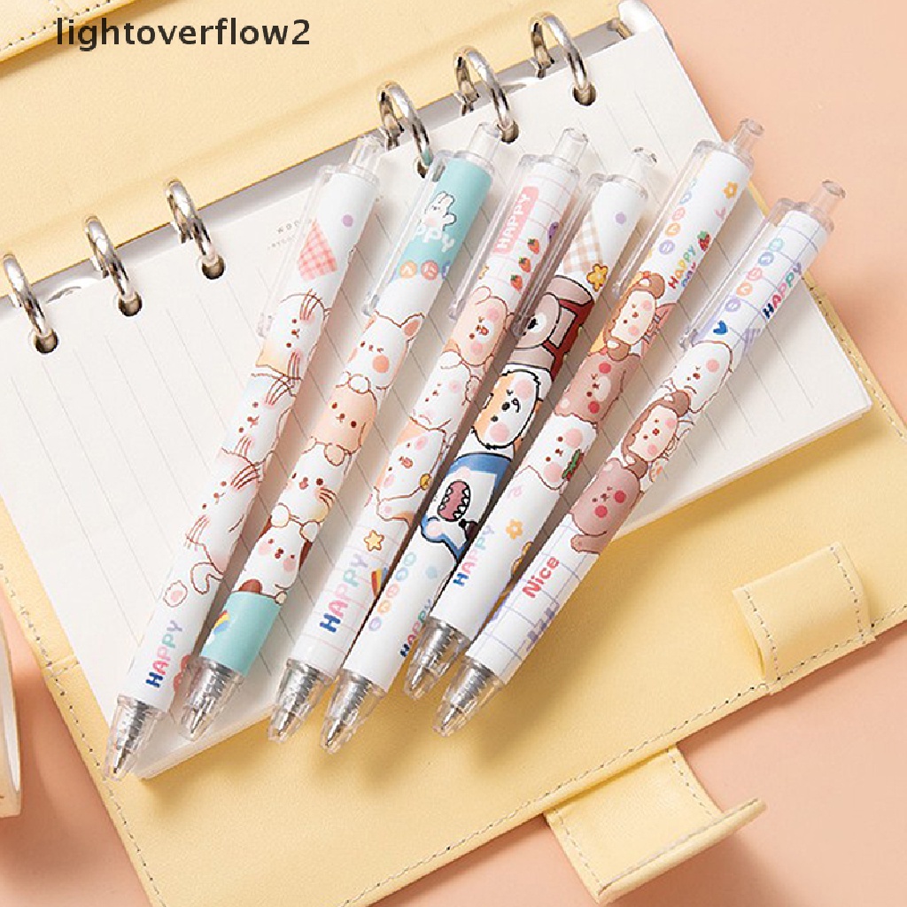 (lightoverflow2) 6pcs Gel Pe 0.5 Kapasitas Besar Cepat Kering Untuk Pelajar / Kantor