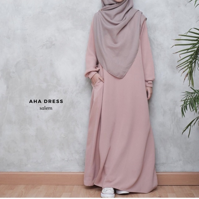 AHA DRESS GAMIS POLOS SIMPEL KEKINIAN / GAMIS WANITA TERBARU