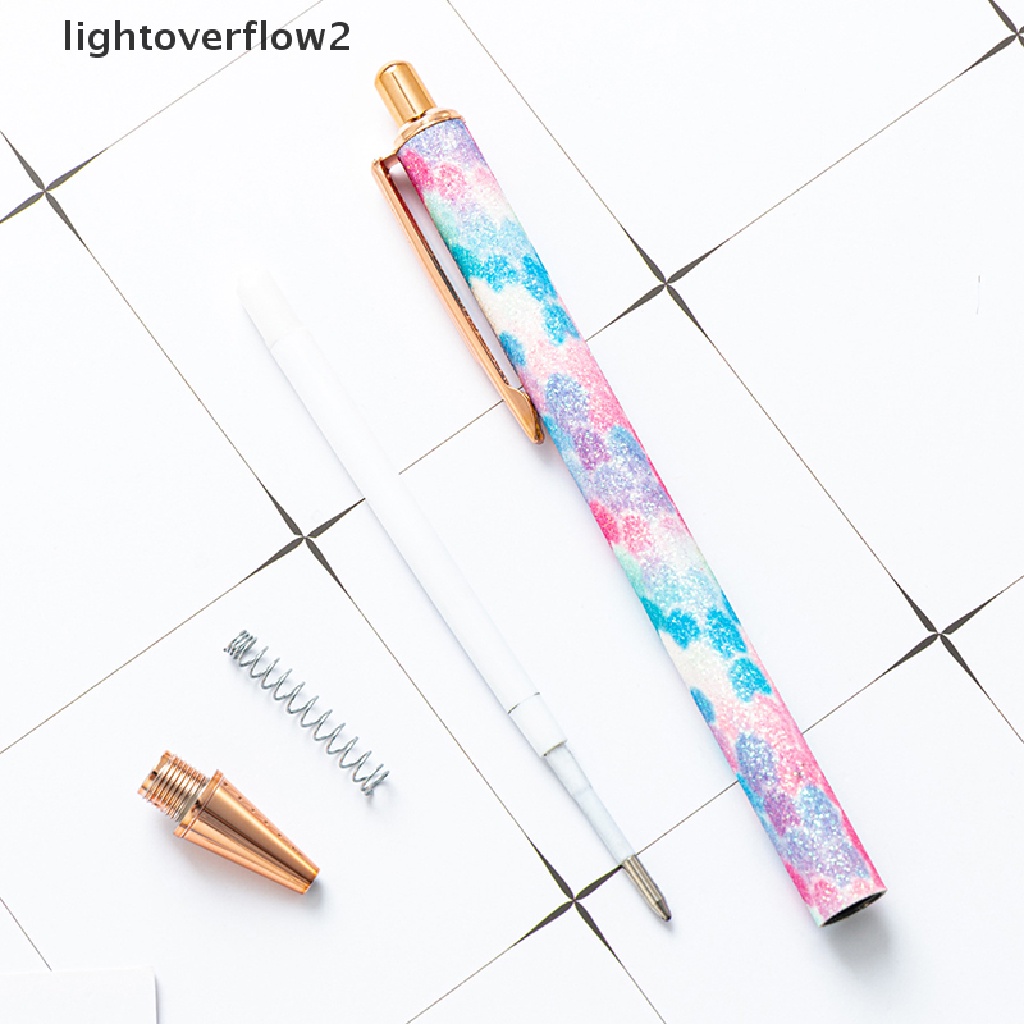 (lightoverflow2) 1pc Pulpen 1.0mm Dengan Hiasan Kristal Imitasi Untuk Kantor / Sekolah