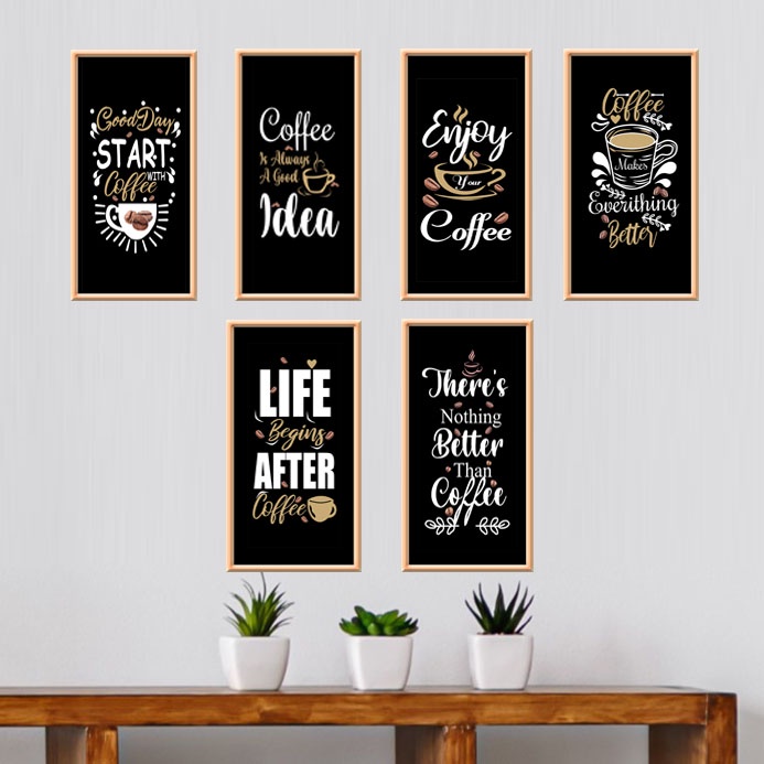 Hiasan Dinding  Dekorasi Rumah Pajangan Poster Kayu Tema Coffee