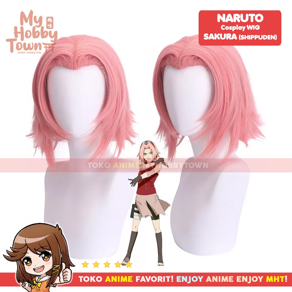 Wig Cosplay Anime Naruto Haruno Sakura Uchiha Shippuuden Rambut Palsu