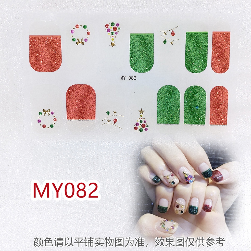 (Ready Stock) Stiker Kuku Motif Rusa / Snowflake / Pohon Natal / Berlian / Mutiara Untuk Dekorasi Nail Art / Manicure DIY