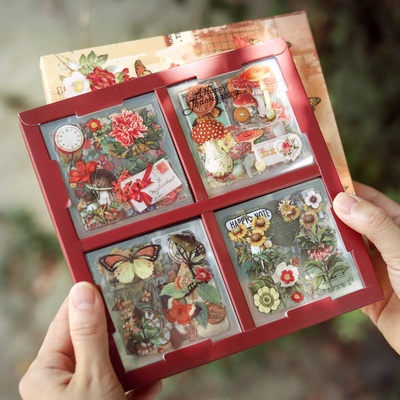 

Restore ancient ways the sticker set 100 Zhang Shanchuan diffuse song mushroom plant material diy hand account butterfly stickers