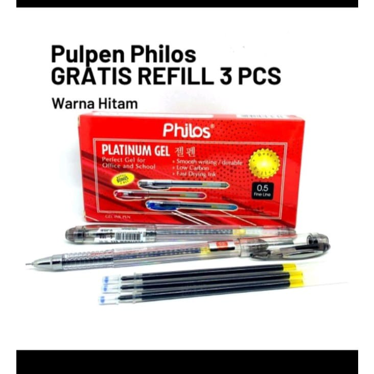 

Pulpen Gel Philos Platinum 1 Kotak (12) pcs