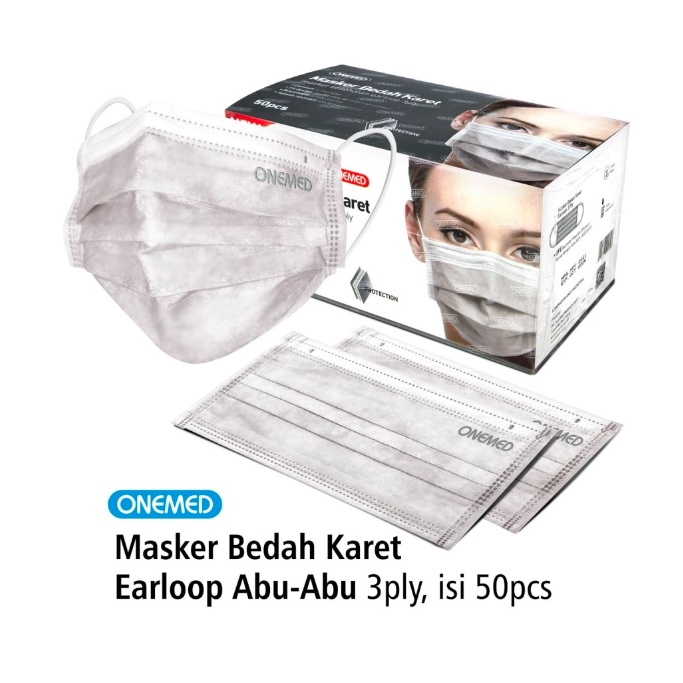 Masker Medis Abu Onemed Masker Medis Karet Abu Abu OneMed Box Isi 50 Pcs