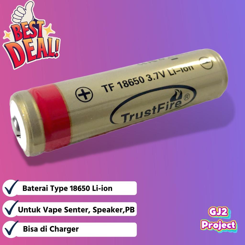 Trustfire Baterai Charger 18650 6000 mAh 3.7V Li-ion Batre Cas Lampu Senter Music Box dan Power Bank