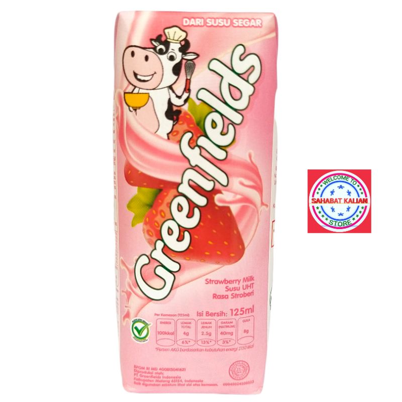 GREENFIELDS STRAWBERRY MILK 125ML 1 KARTON ISI 40PCS