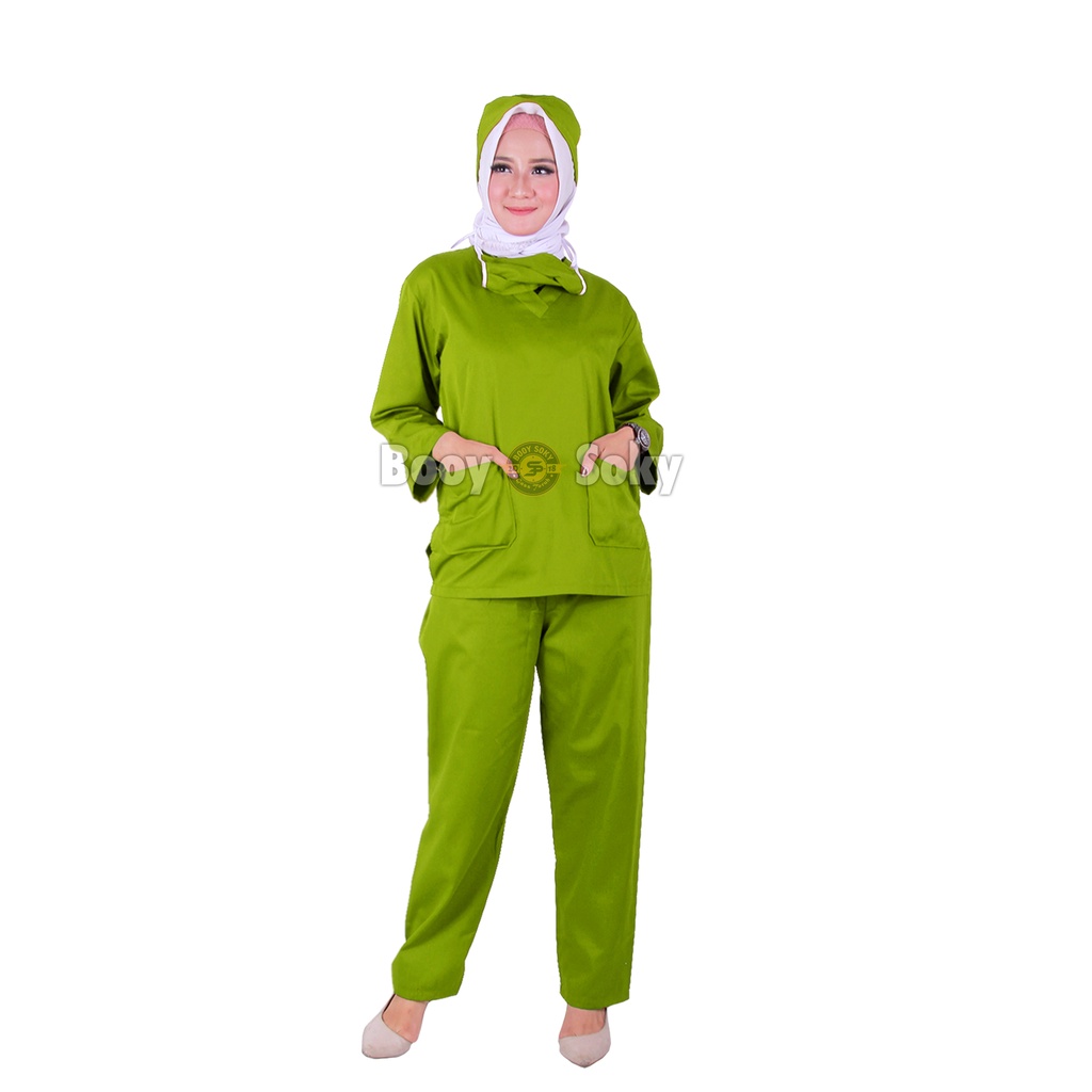 Baju Jaga Oka Ok Wanita Lengan Panjang Set Doctor's Scrub Perawat