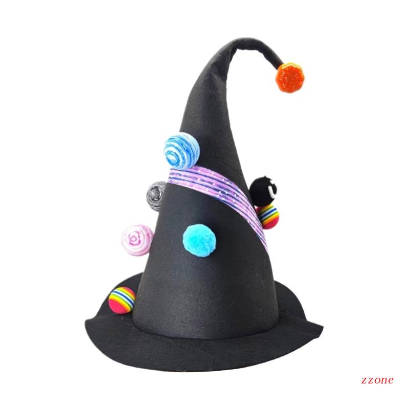 Topi Penyihir Unisex Desain Kartun Planet Untuk Cosplay Halloween