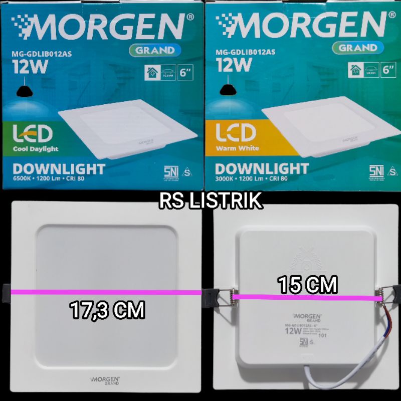 MORGEN PANEL GRAND 12W IB SEGI MG-GDLIB012AS IN BOW SNI TANAM PLAFON GARANSI