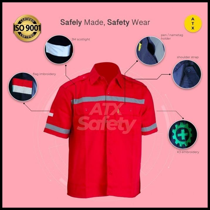 Wearpack Safety Baju Kerja Lapangan Lengan Pendek Merk Atx Merah