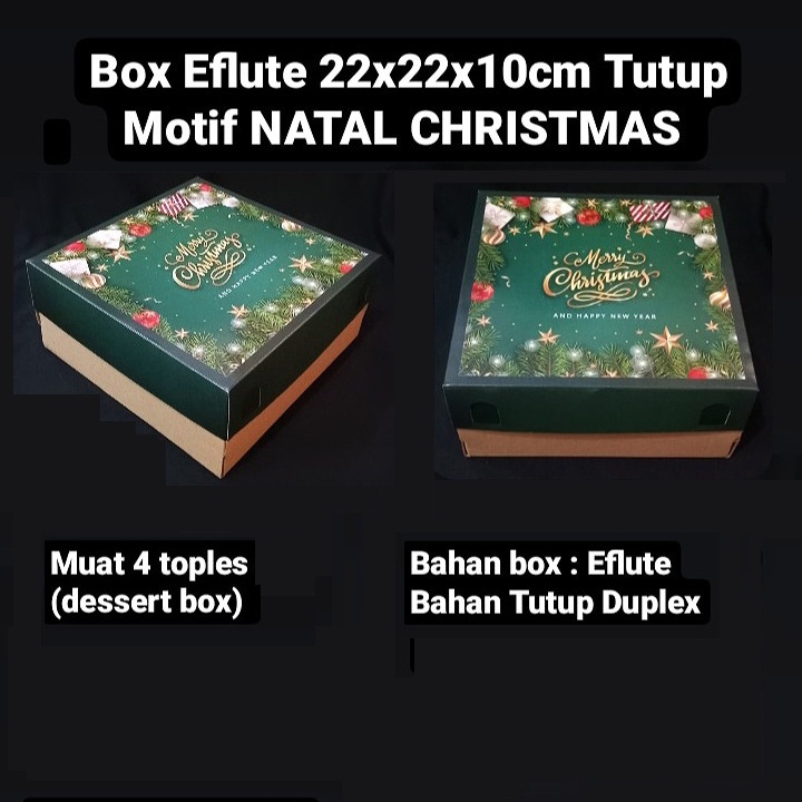 

dus packaging 4 toples natal kardus kemasan kue brownis xmas box hampers cake chiffon kotak ukuran 22x22x10 cm