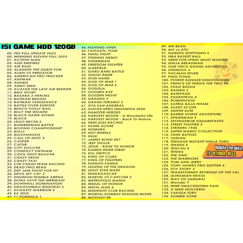 MG-  List Game PS2